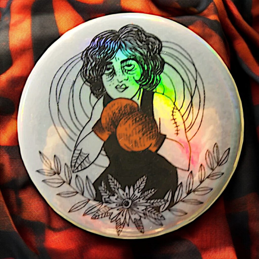 Badge holographique boxeuse by Lashka