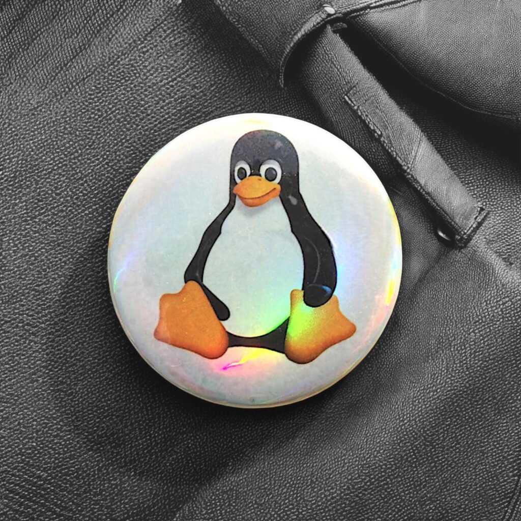 Badge holographique Tux