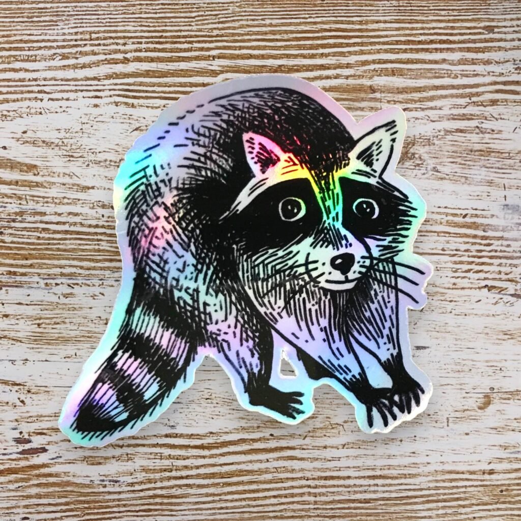 Autocollant holographique raton-laveur par Lashka