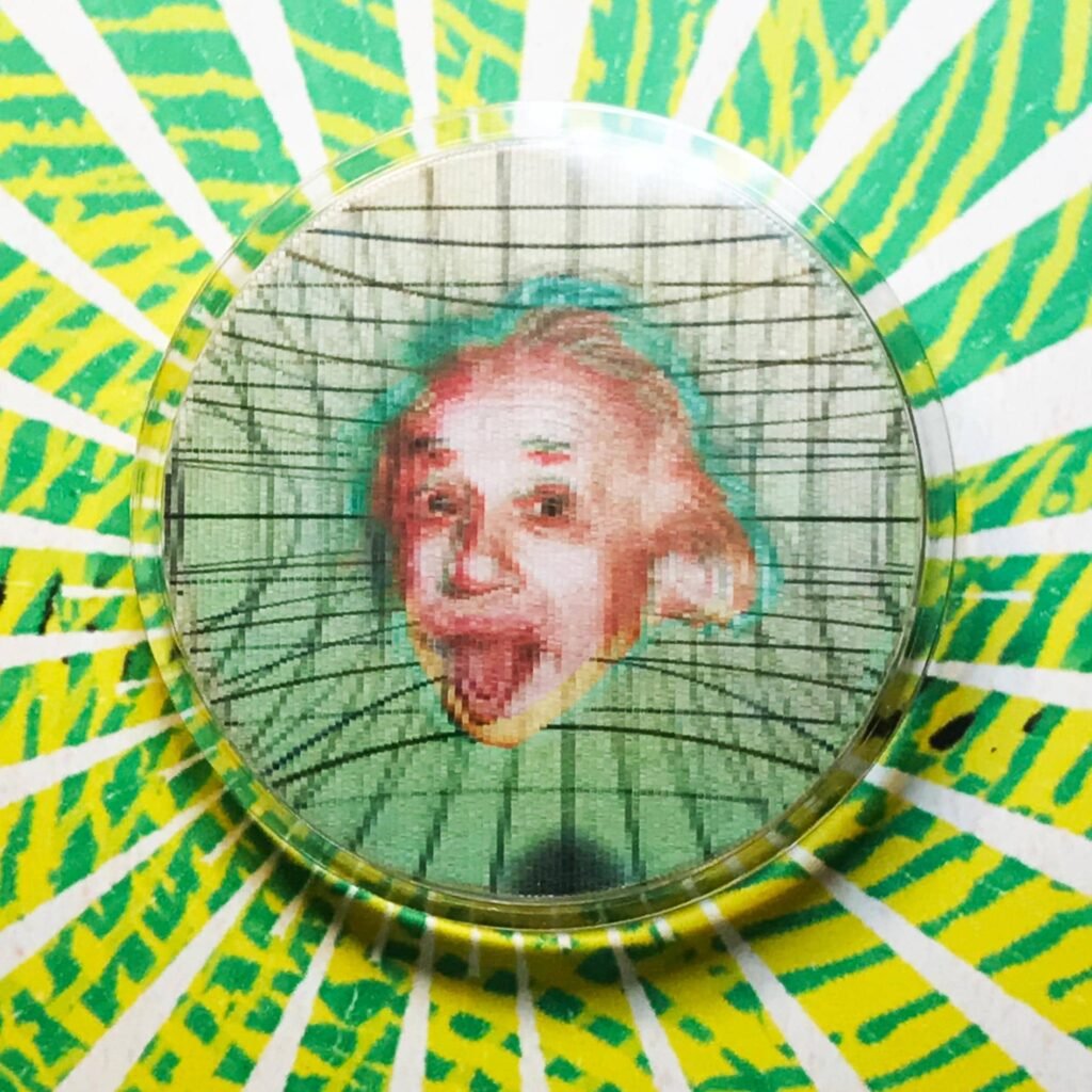 Badge animé lenticulaire Albert Einstein
