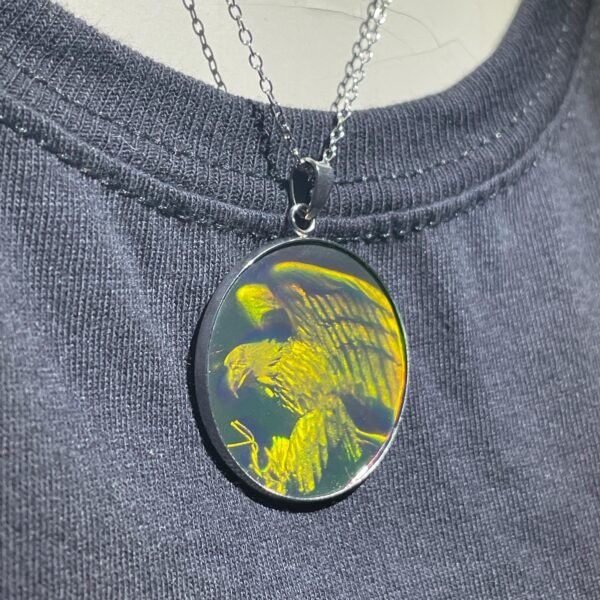 Pendentif hologramme avec un aigle, 3D, vintage 30 mm/1,18 pouces, véritable hologramme des années 90, animaux, oiseaux, rapaces, holography
