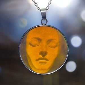 Pendentif hologramme visage de femme en 3D, 30 mm/1,18 pouces, véritable hologramme vintage des années 90, acier inoxydable, rare collection