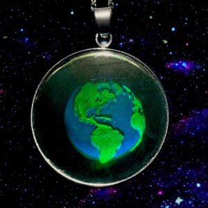Pendentif holographique de la planète Terre en 2 couleurs, 3D, vintage 30 mm/1,18 pouces, rare hologramme des années 90, science espace