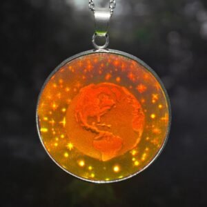 Pendentif hologramme de la planète Terre sur fond étoilé, 3D, vintage 30 mm/1,18 pouces, véritable hologramme des années 90, espace, earth