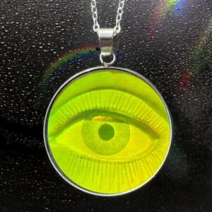 Pendentif hologramme œil en 3D, 30 mm/1,18 pouces, véritable hologramme vintage des années 90, acier inoxydable, rare collection