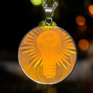 Pendentif hologramme ampoule incandescente, 30 mm/1,18 pouces, acier inox, véritable rare hologramme vintage des années 90,