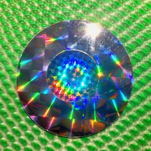 Toupie Laser Dazer vintage – Jouet holographique années 90 | Effets arc-en-ciel & illusion 3D | Ø 9,8 cm (3.85")