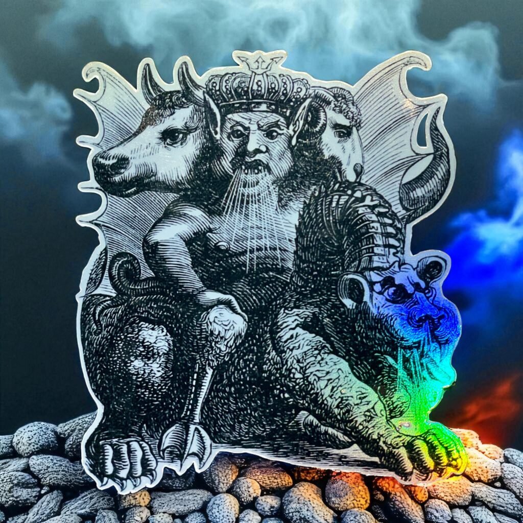 Sticker Asmodaeus holographique – Démon du Dictionnaire Infernal