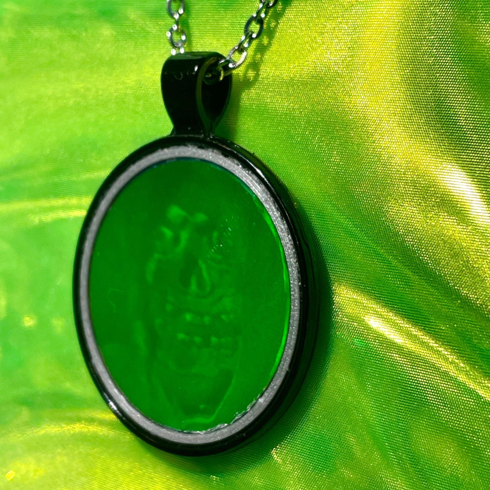 Pendentif hologramme vintage squelette La mort Grim Reaper 3D – Bijou gothique assemblé main en acier – Collier homme femme, Halloween – Image 6