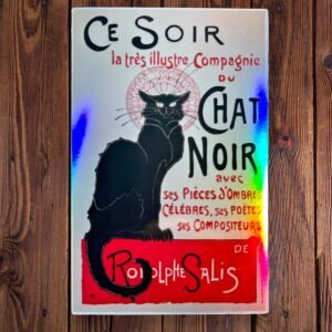 Autocollant holographique La Tournée du Chat Noir de Steinlen
