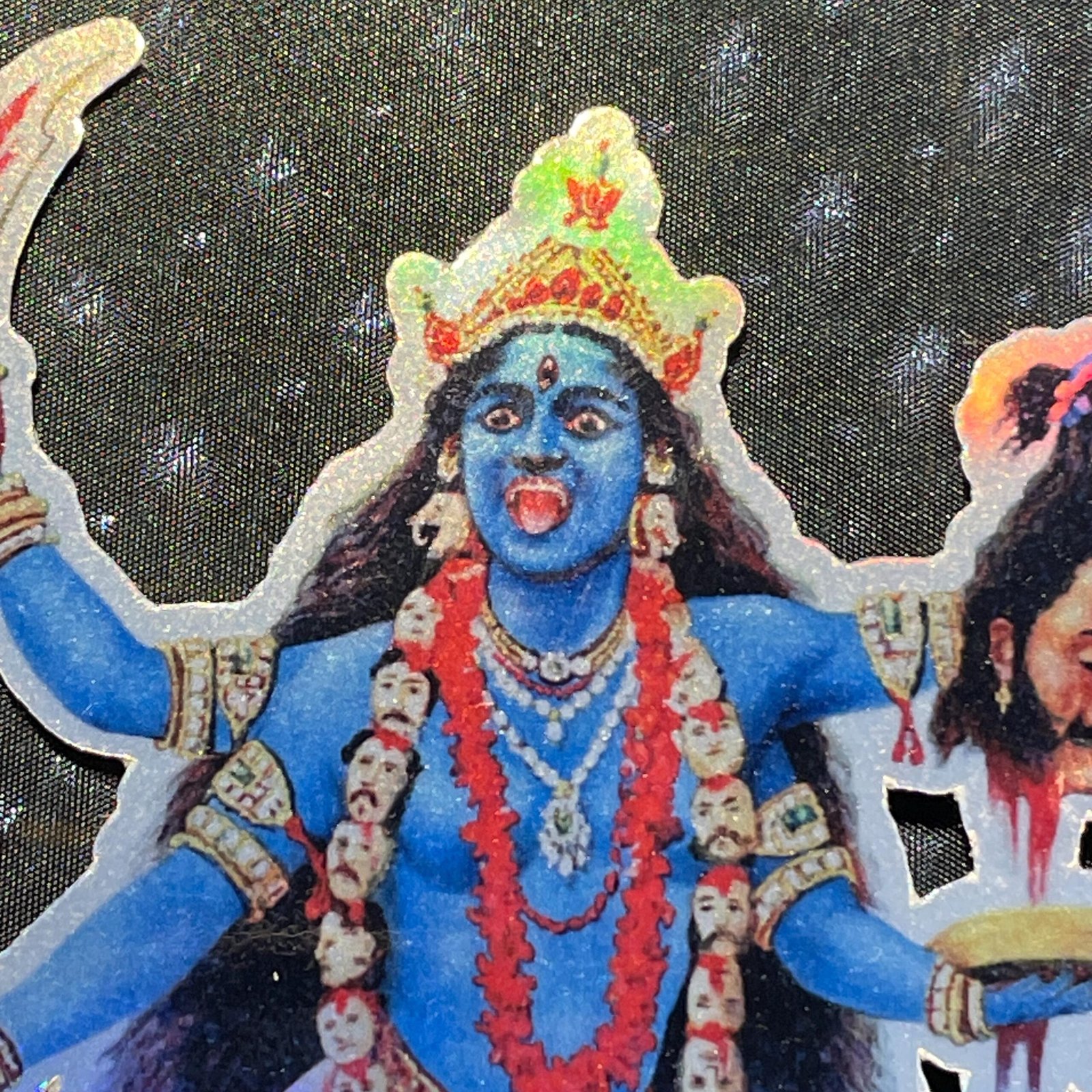 Autocollant de la Déesse Kali Holographique – Art Spirituel Hindou par Raja Ravi Varma (1910), Sticker Ésotérique flippant – Image 5