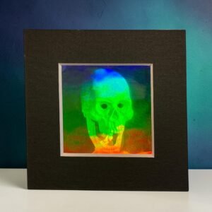 Mini cadre hologramme crâne animé qui rigole  – hologramme embossé années 90