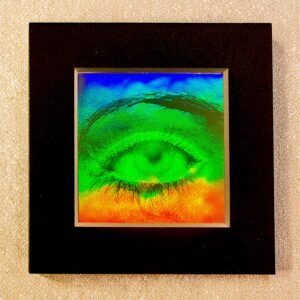 Mini cadre hologramme œil qui cligne – hologramme vintage animé années 90 – illusion optique – cadre 8 × 8 cm – cabinet de curiosités